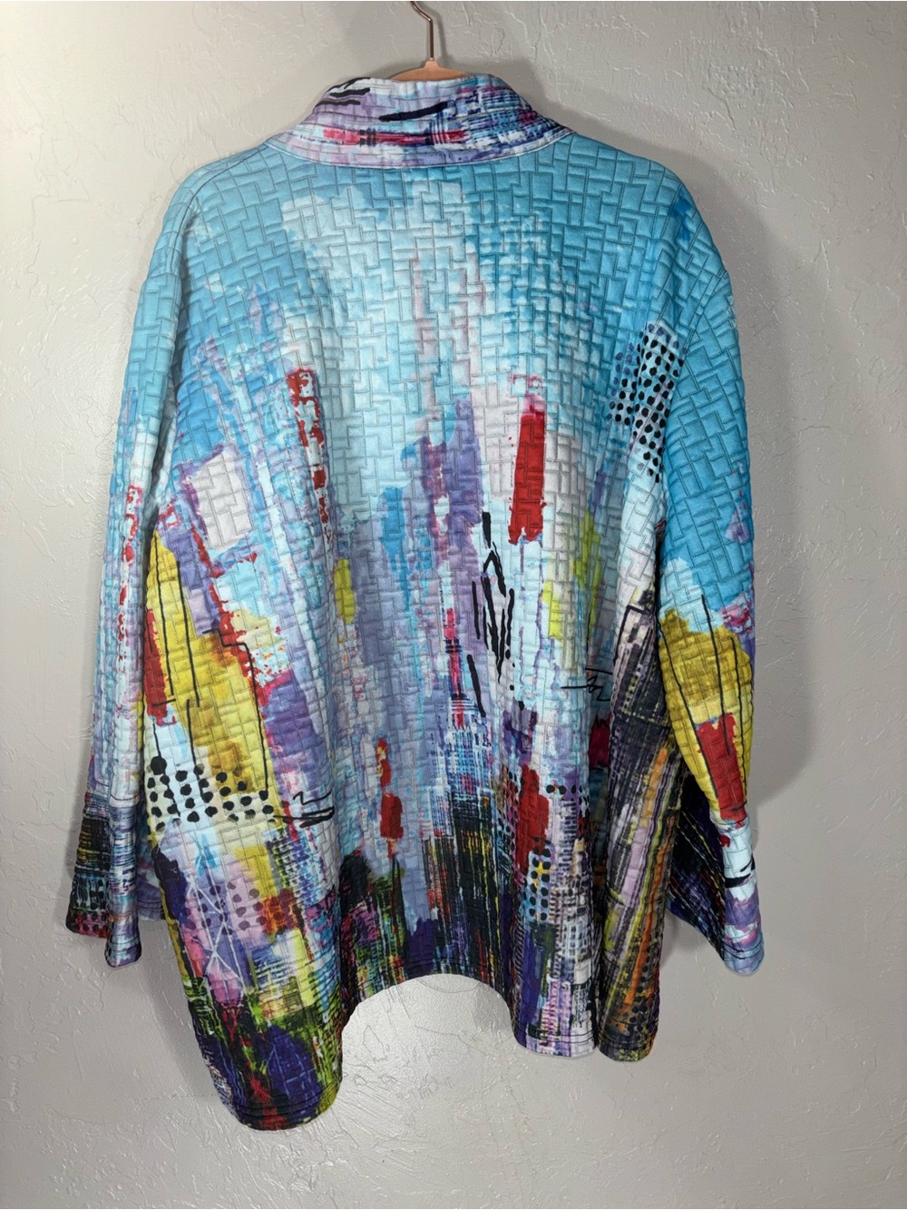 Ali Miles Multicolor Abstract Printed Tunic Jacket - Blue, Purple, Yellow - Picture 11 of 12